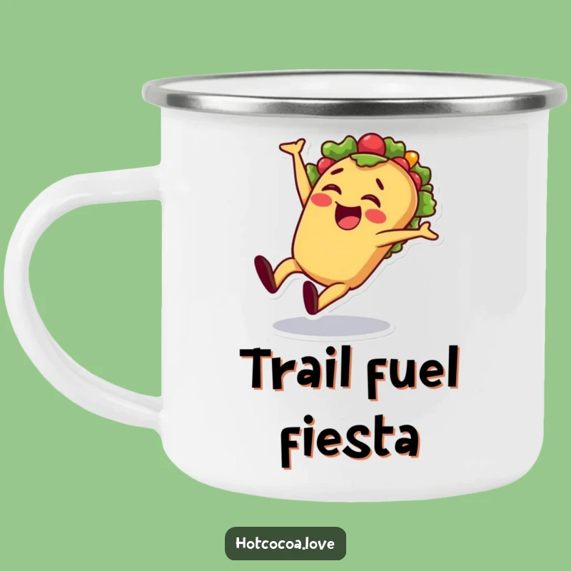 Funny Taco Cartwheel Enamel Camping Mug - Fiesta Fuel for Adventures