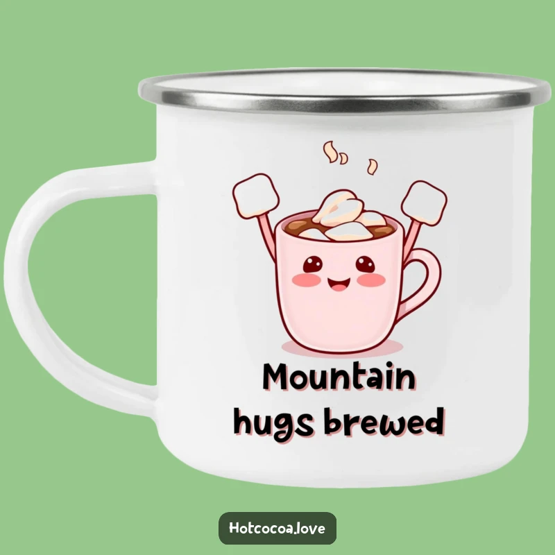 Adventure Ready Funny Hot Cocoa Mug - Marshmallow Arms Raised