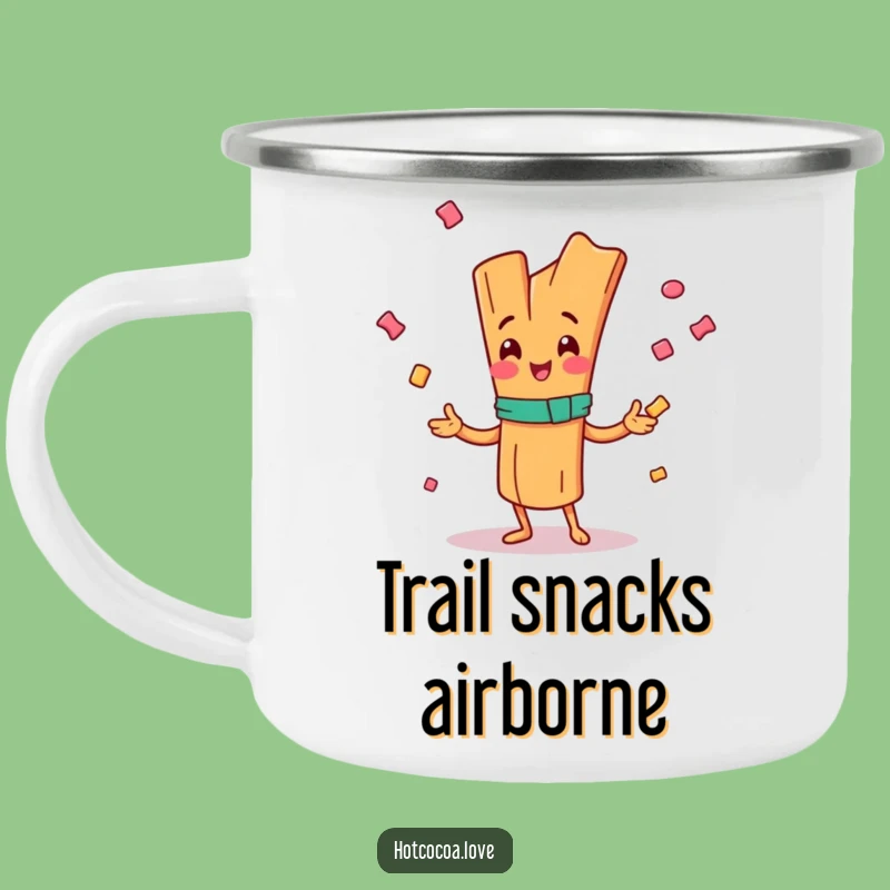 Funny Happy Cinnamon Stick Camping Mug - Juggling Outdoor Fun