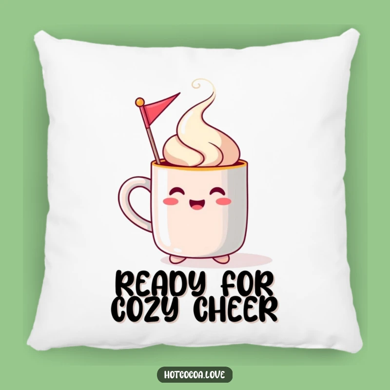 Funny Steaming Mug Festive Flag Pillow - Cozy Holiday Comfort