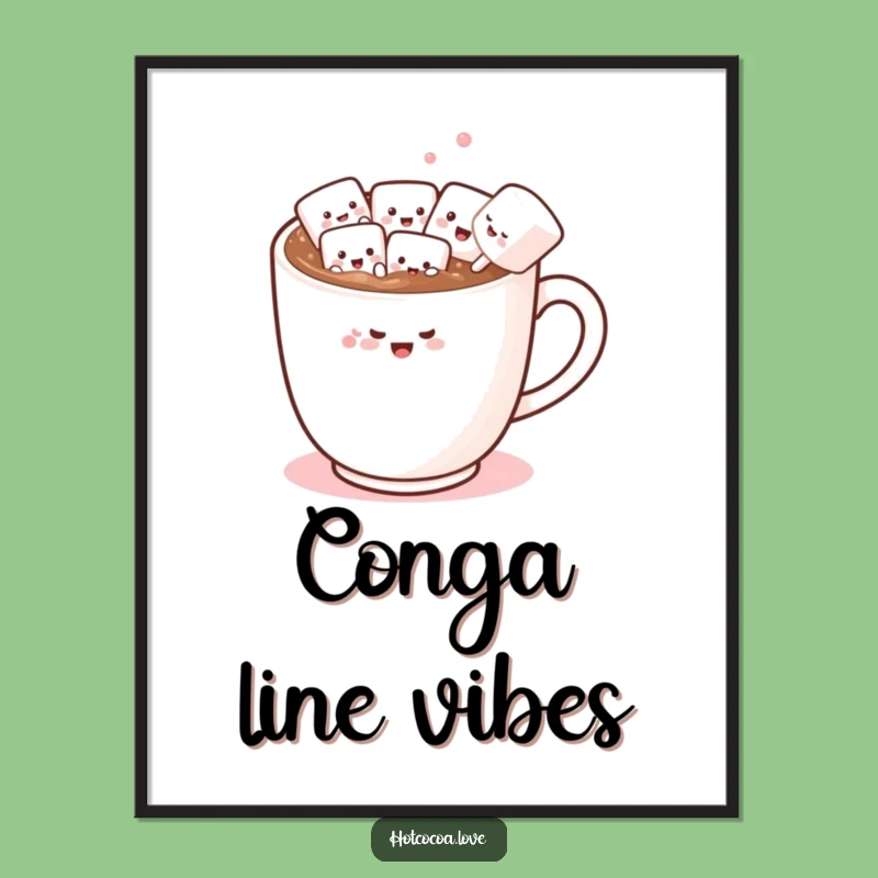 Funny Marshmallow Conga Line Digital Art: Instant Humorous Wall Decor!