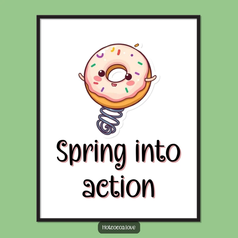 Funny Donut Spring Bounce Digital Art Print: Instant Joy for Your Walls