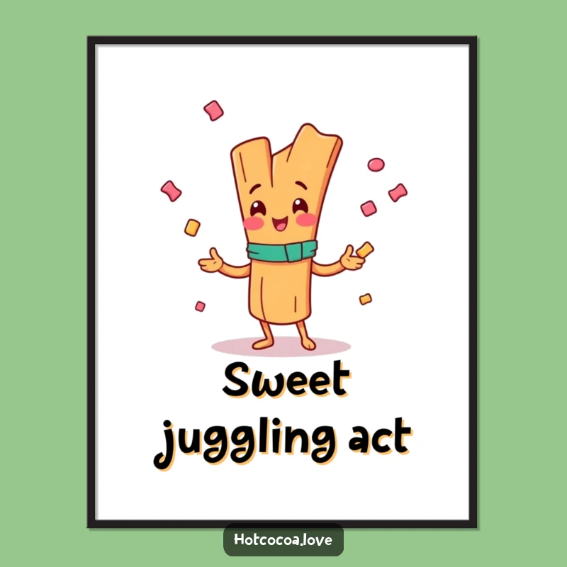 Funny Happy Cinnamon Stick Digital Art - Juggling Candy Print