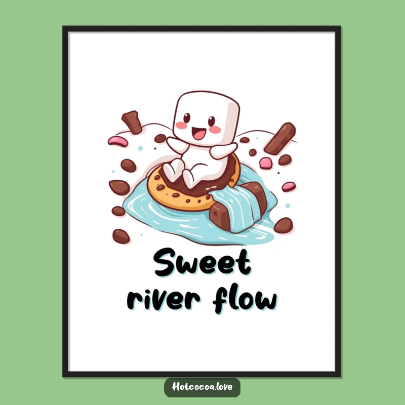 Funny Marshmallow Hot Chocolate Digital Art: Cozy Printable Decor Gift