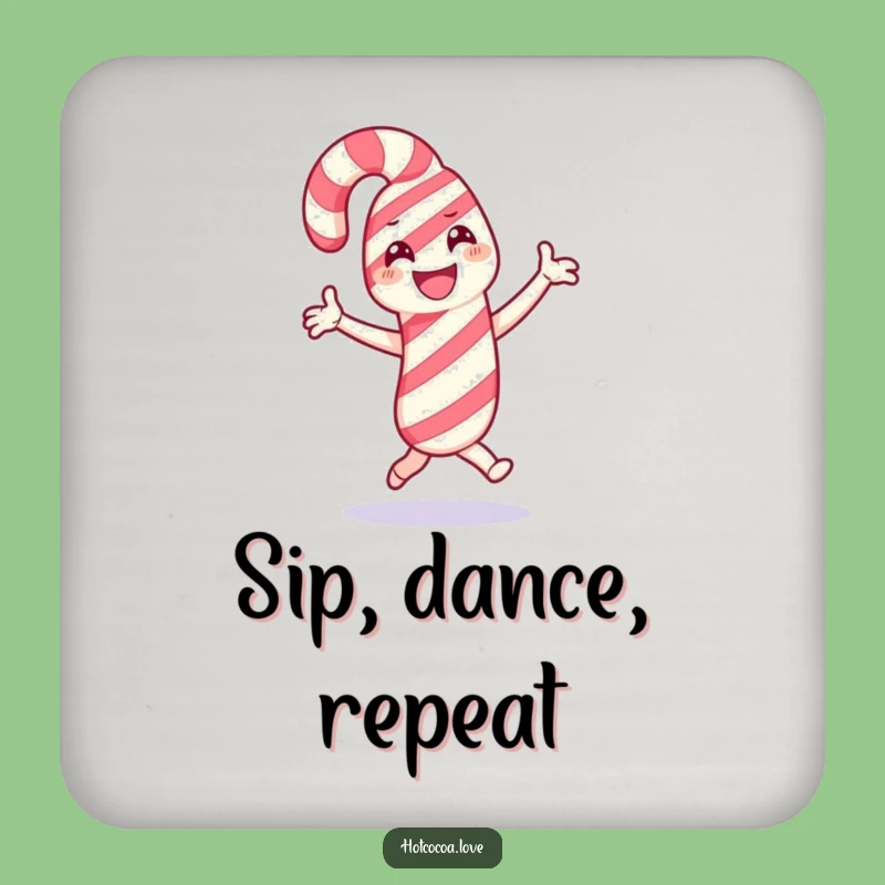 Funny Candy Cane Dance Coaster - Protect Surfaces with Festive Fun
