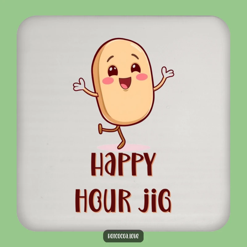 Funny Gleeful Coffee Bean Coaster - Happy Jig Drink Saver
