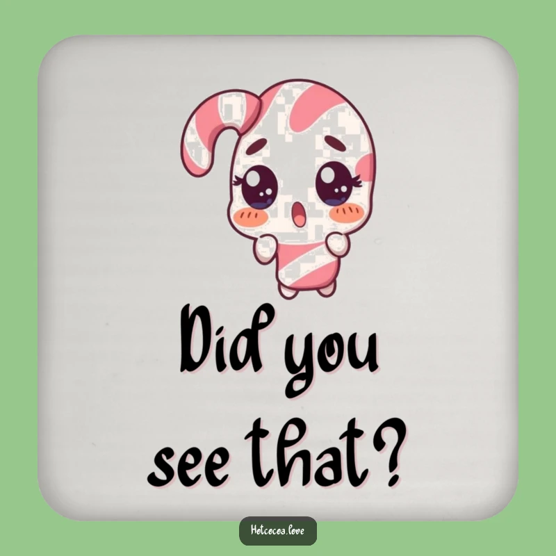Funny Surprised Candy Cane Coaster - Comical Double Take Drink Saver