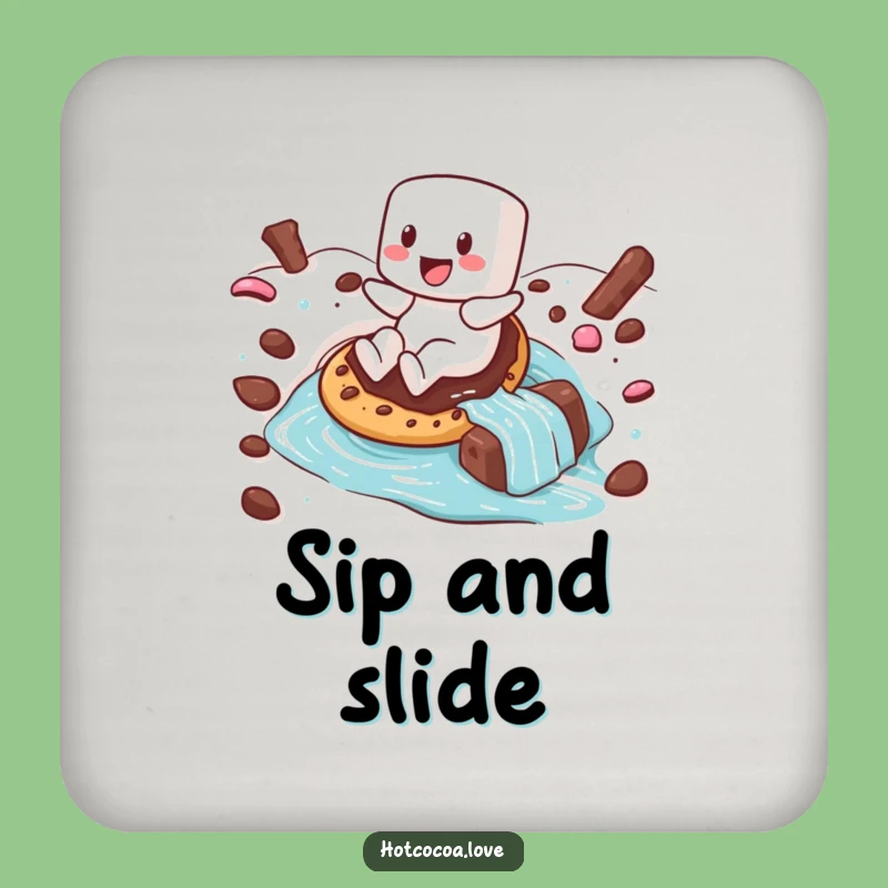 Funny Marshmallow Hot Chocolate Coaster: Sweet Humor for Your Table Gift