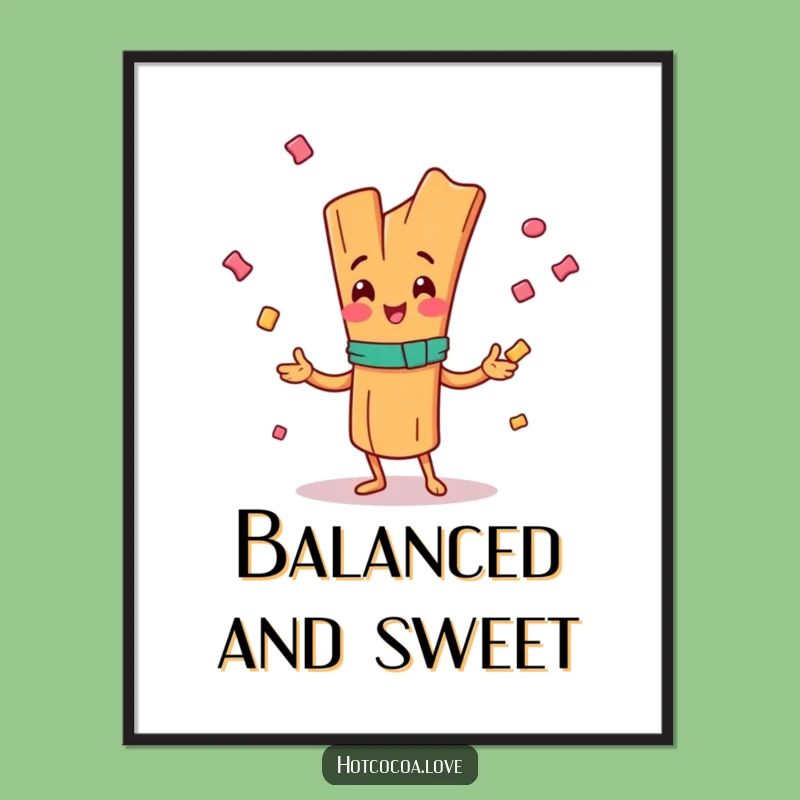 Funny Happy Cinnamon Stick Poster - Juggling Candy Wall Art