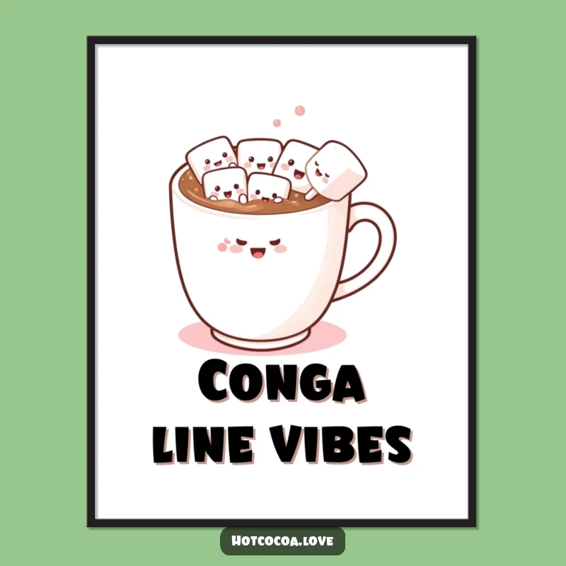 Funny Marshmallow Conga Line Poster: Add Humorous Wall Art Fun!