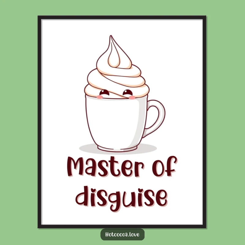 Funny Mischievous Whipped Cream Poster - Hiding Character Art