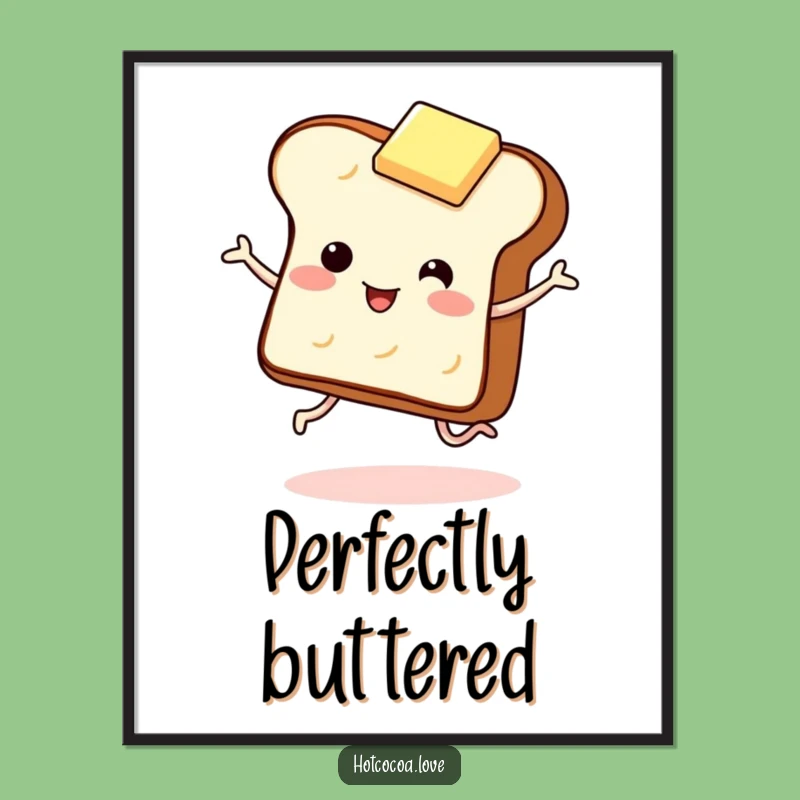 Funny Toast and Butter Poster - Giggling Breakfast Wall Art