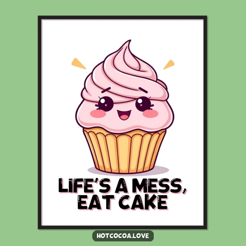 Free Printable Wall Art: Bewildered Cupcake, Funny Downloadable Decor for a Quirky Space