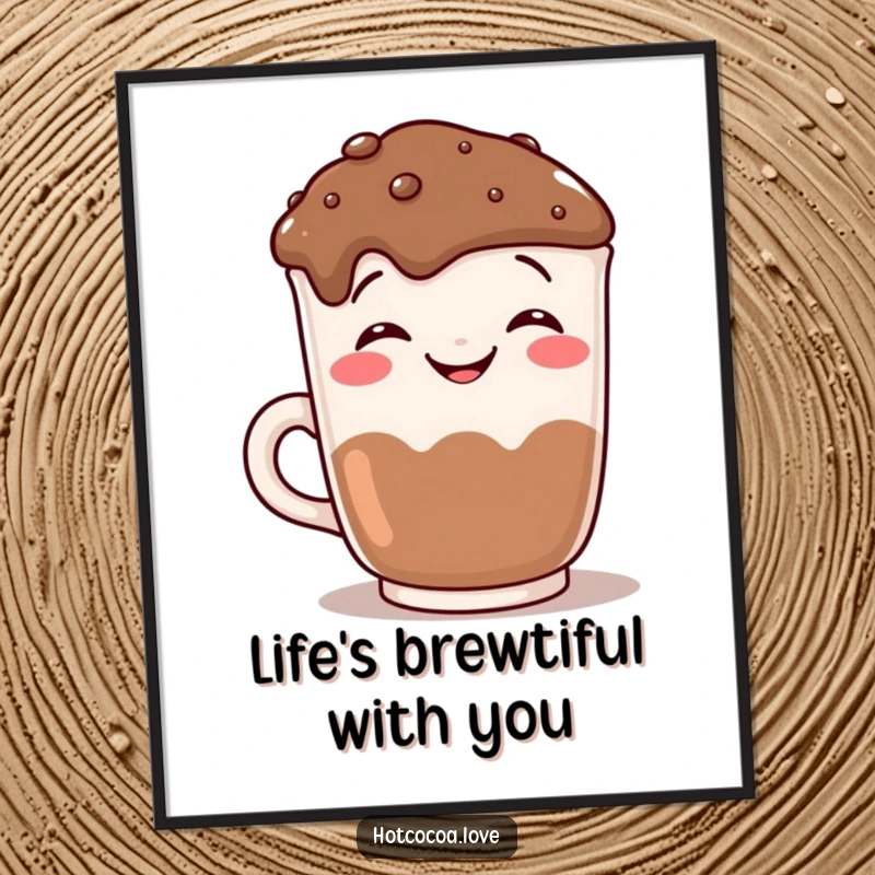 Funny Free Printable Wall Art: A grinning hot chocolate mug mugging for the camera, bringing warm, humorous, and downloadable charm to your space.