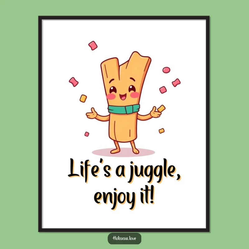 Free Printable Wall Art: Juggling Cinnamon Stick Funny Downloadable Gift