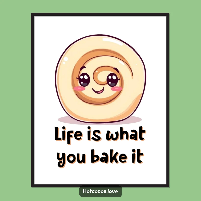 Funny Free Printable Wall Art: Gleeful Cinnamon Roll Downloadable Gift