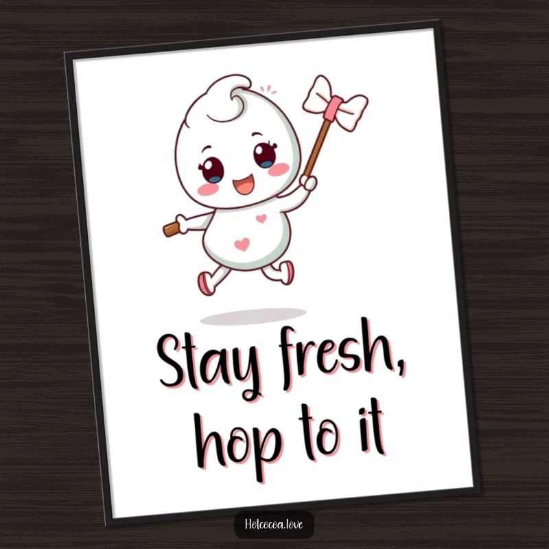 Funny Free Printable Mint Candy Wall Art: A mint candy character on a stick performs a silly hop, adding quirky charm to any wall.