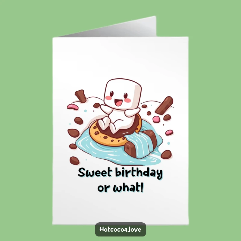 Free Printable Birthday Card: Marshmallow's Sweet Ride Hilarious Birthday! Downloadable.