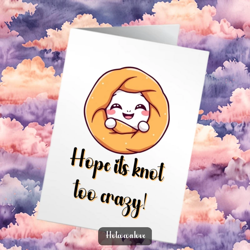 Funny Free Printable Pretzel Birthday Card: A grinning pretzel character twists into a knot, celebrating a birthday with quirky charm.