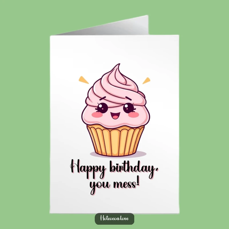 Free Printable Birthday Card: Bewildered Cupcake, Funny Downloadable Gift for a Chaotic Celebration