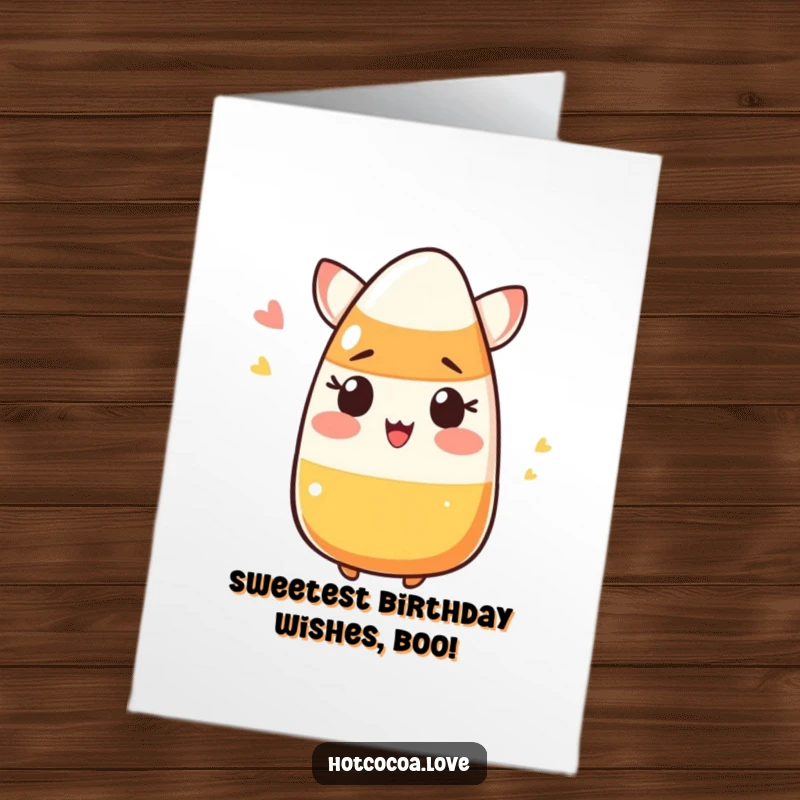 Funny Free Printable Birthday Card: A blushing candy corn piece winking mischievously, adding a sweet and humorous touch to birthday wishes.