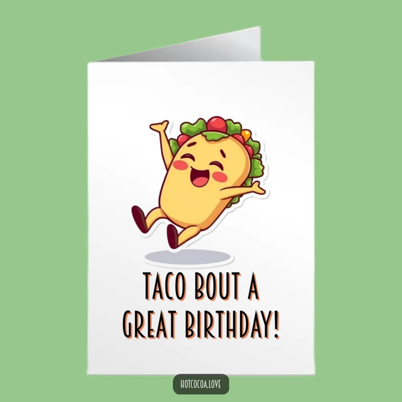 Free Printable Birthday Card: Taco Cartwheel, Fun Downloadable Greeting for Fiesta
