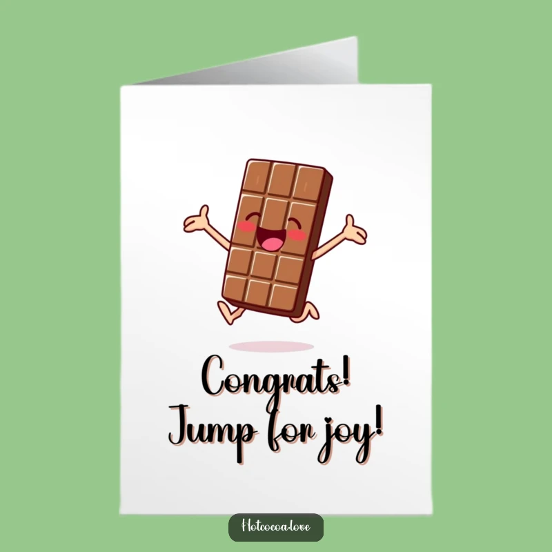 Free Printable Congrats Card: Chocolate Bar Jump Funny Downloadable Gift