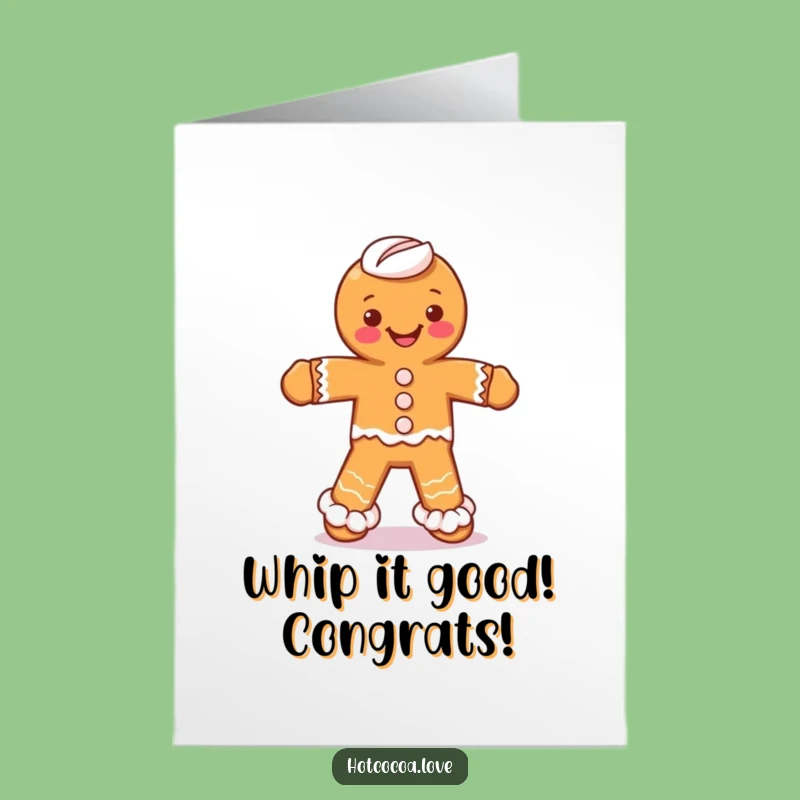 Free Printable Congrats Card: Dancing Gingerbread Man, Downloadable Sweet Victory Gift