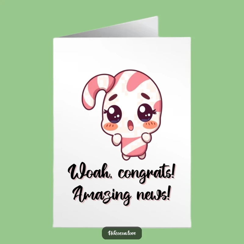 Free Printable Congrats Card: Surprised Candy Cane Double Take Perfect Downloadable Gift