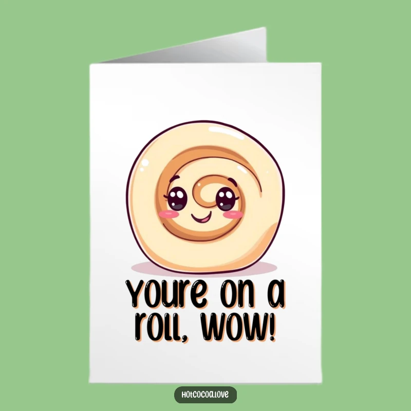 Free Printable Congratulations Card: Gleeful Cinnamon Roll Funny Downloadable Gift