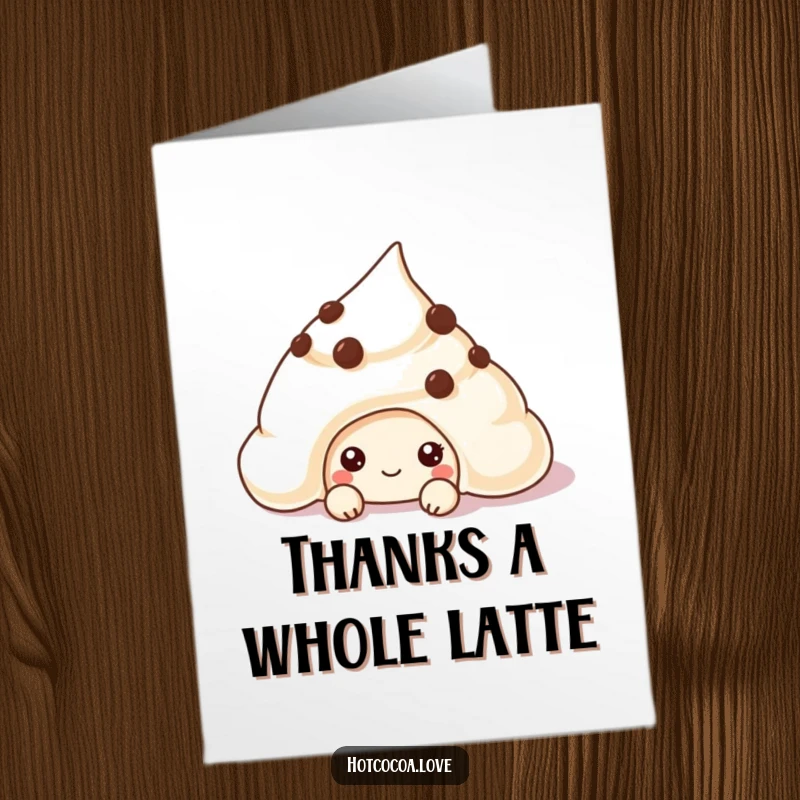 Funny Free Printable Thank You Card: chocolate chip cookie peeps from cream with a thankful expression.