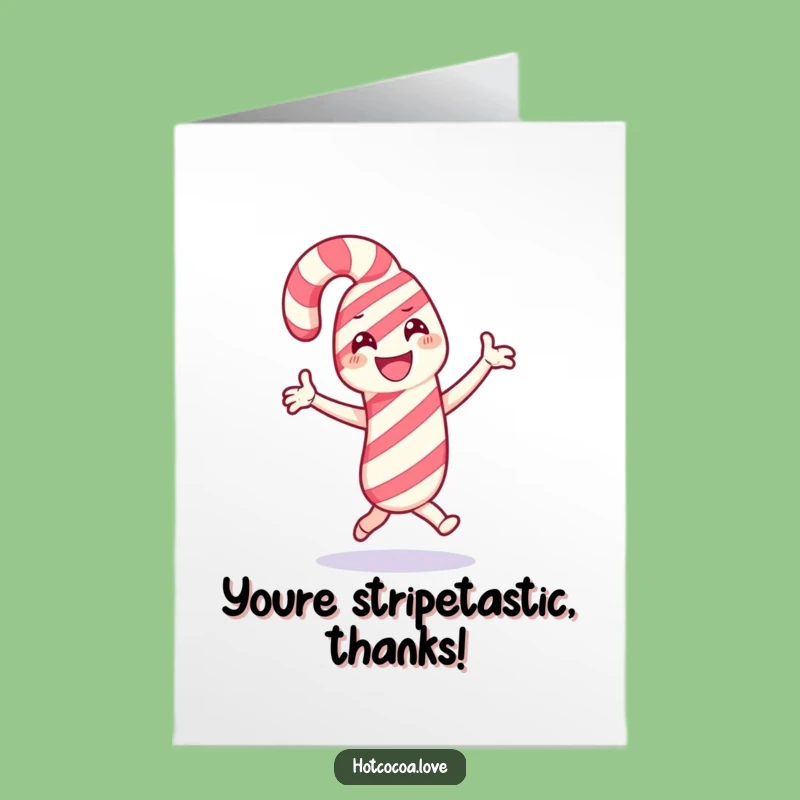 Free Printable Thank You Card: Grateful Candy Cane, Thankful Dance, Heartfelt Downloadable Thanks