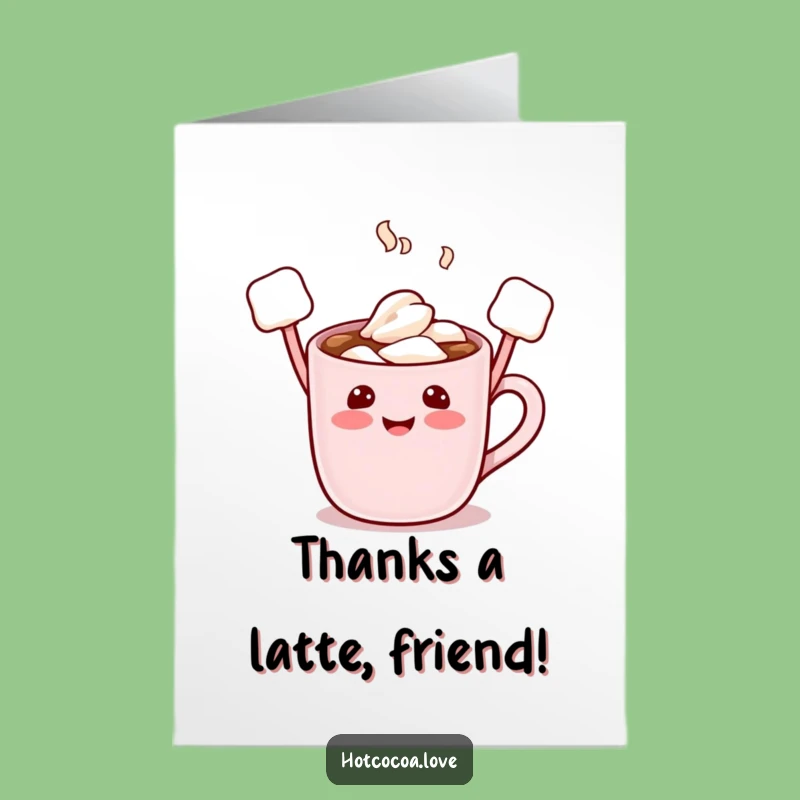 Free Printable Thank You Card: Grateful Hot Cocoa Mug, Marshmallow Arms, Heartfelt Downloadable Thanks
