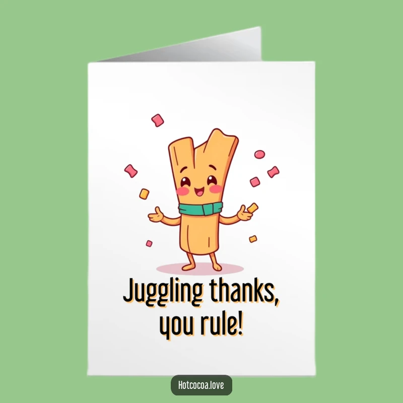 Free Printable Thank You Card: Juggling Cinnamon Stick Funny Downloadable Gift