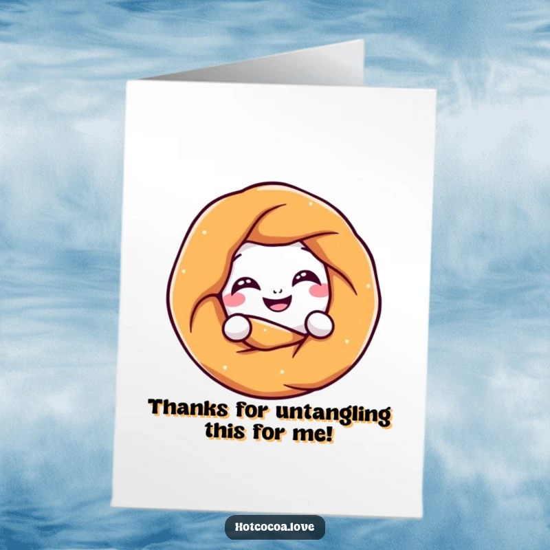 Funny Free Printable Pretzel Thank You Card: A grinning pretzel character playfully twists into a knot, offering thanks with a humorous twist.