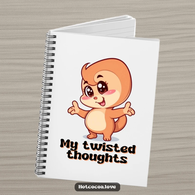 Funny anthropomorphic cinnamon swirl character in a silly goofy pose, humorous and practical notebook.