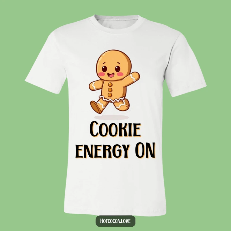 Funny Gingerbread Cookie Skipping Tee - Joyful Character for Festive Fun