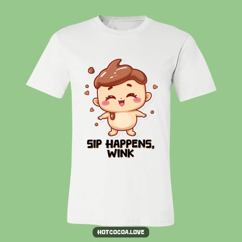 Funny Hot Chocolate Wink T-Shirt: Playful Character, Cozy Style