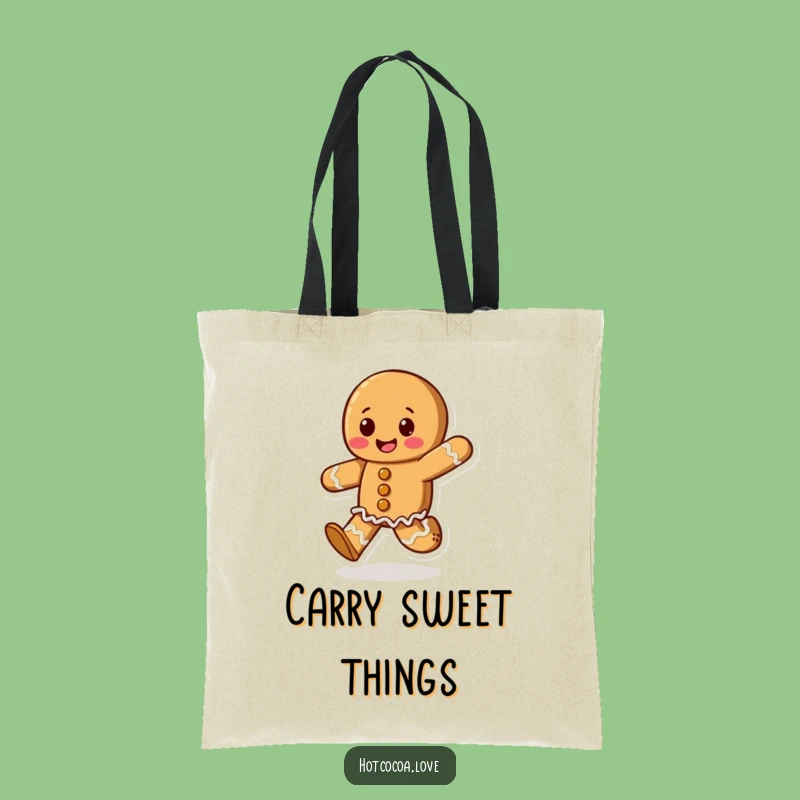 Funny Gingerbread Cookie Tote - Carry Smiles with a Skipping Character